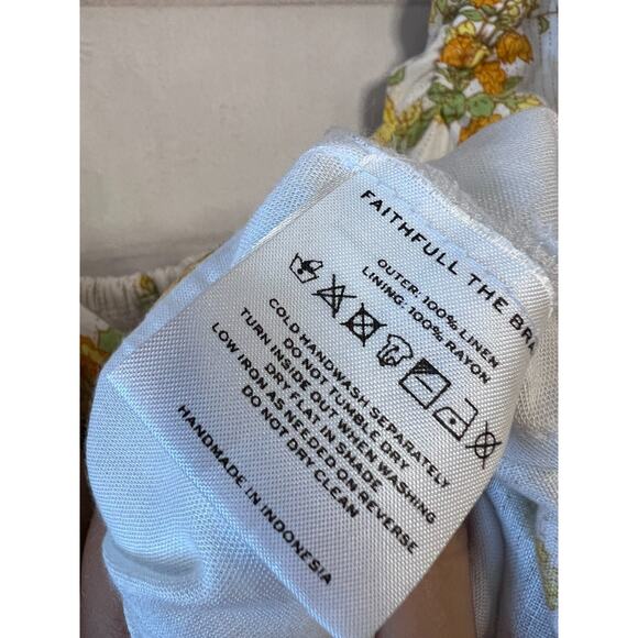 Faithfull The Brand Size MED Maxi Dres White Floral Print Smocked Back Boho - Picture 3 of 6